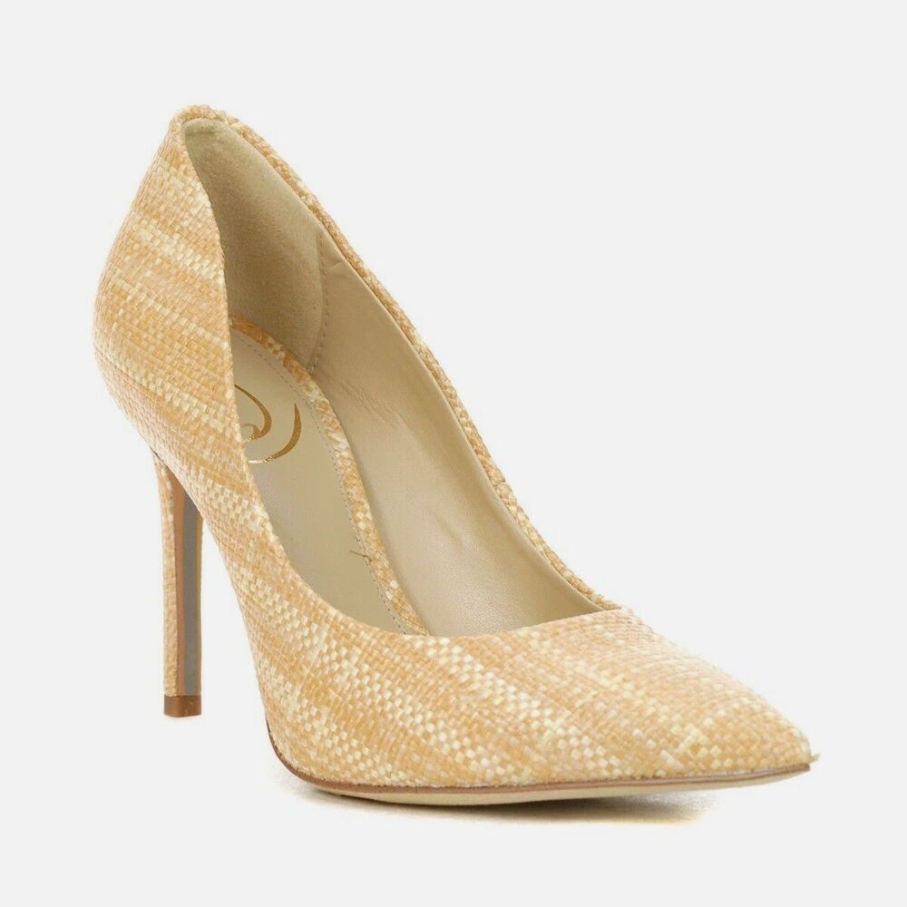Sam Edelman Womens 7.5 M Natural Raffia Hazel Pointed Toe Pumps NIB TF1